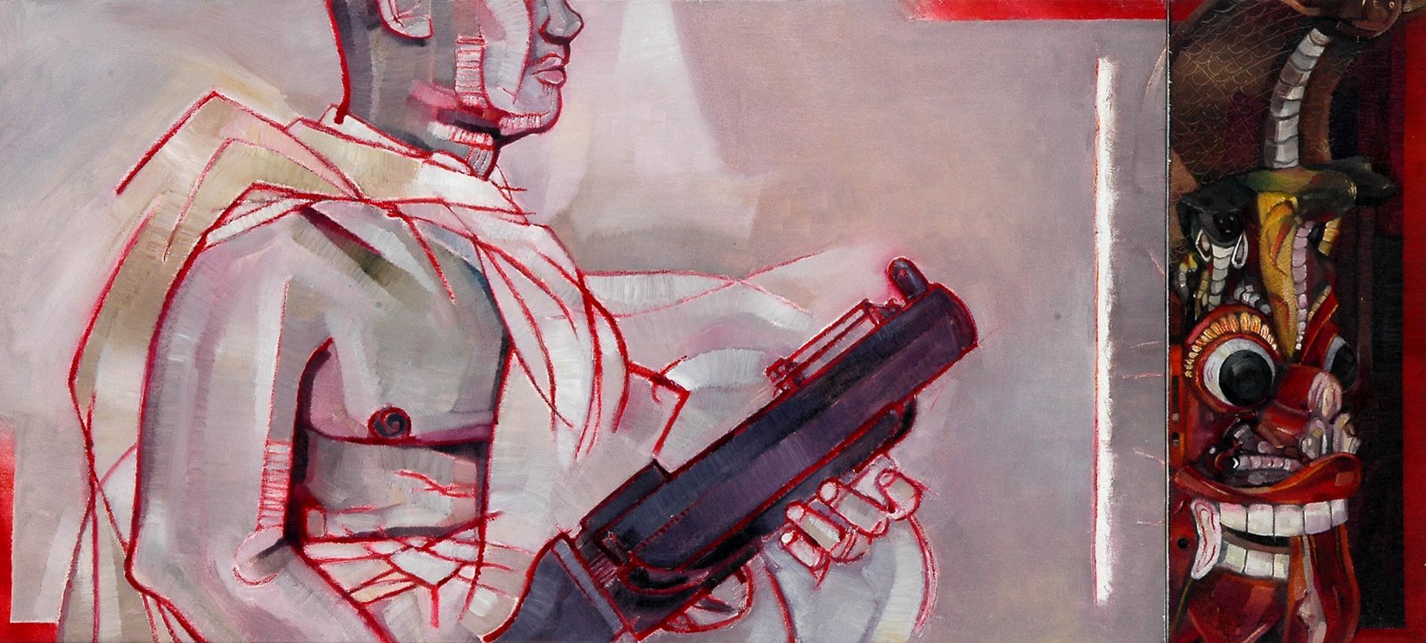 Militant Monk In Red Outline
