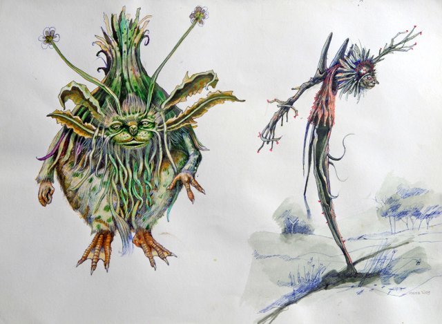Old Bowrnie And Scarecrow